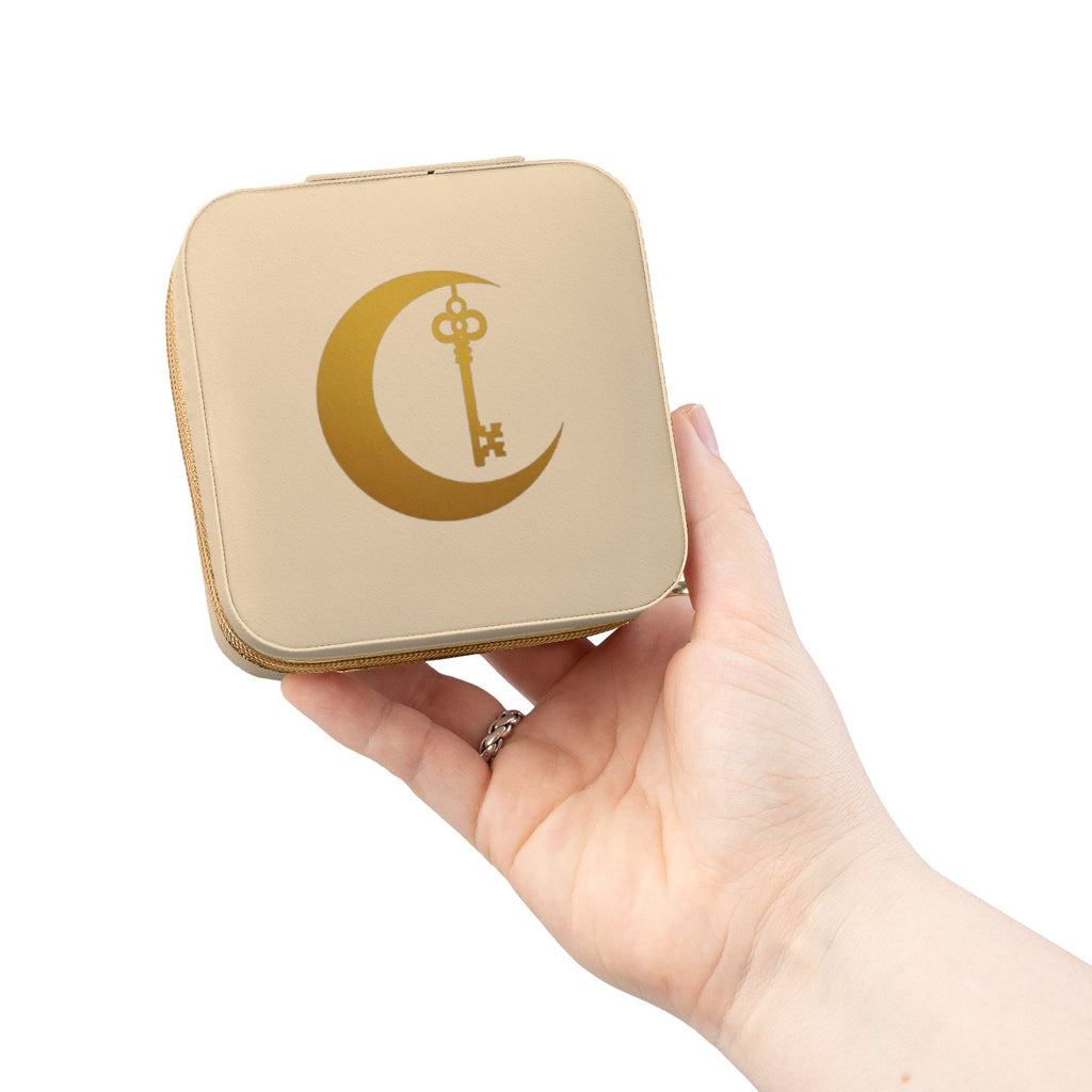 Crescent Moon Key Jewelry Travel Case | Compact Portable Necklace Ring Organizer