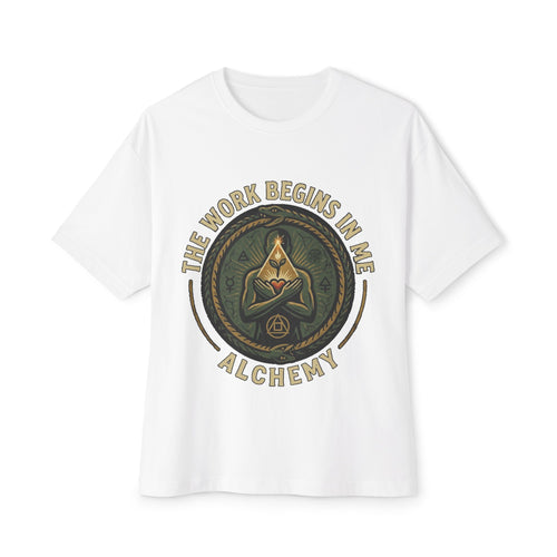 Alchemy emblem The Work Begins In Me tee | Alchemical symbol shirt