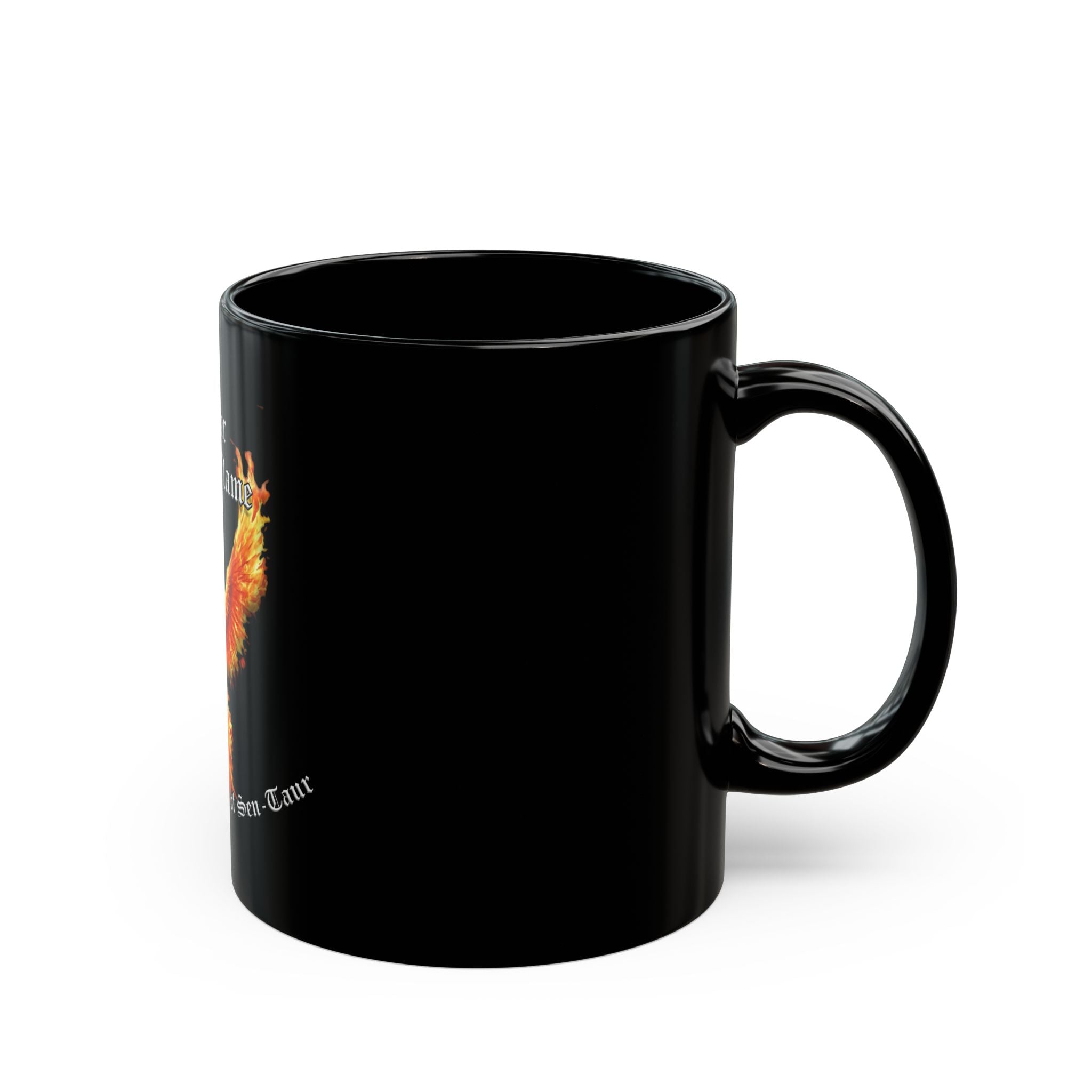 Keeper of the Flame Phoenix mug | Black ceramic coffee mug