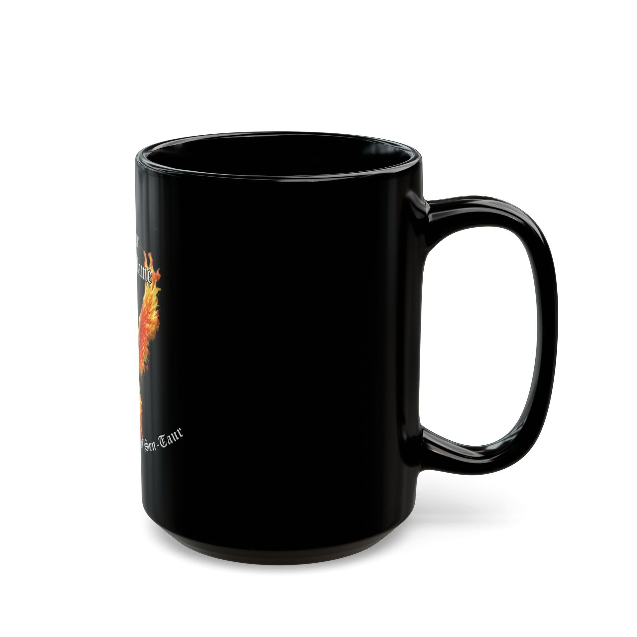 Keeper of the Flame Phoenix mug | Black ceramic coffee mug